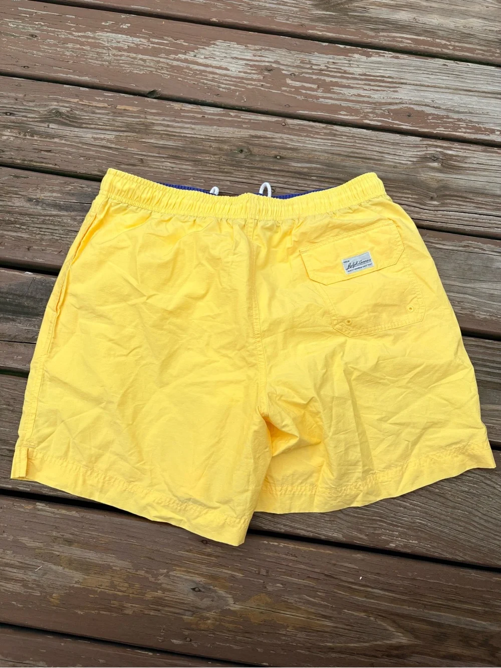 Polo by Ralph Lauren Yellow Swim Trunks with Blue Waistband